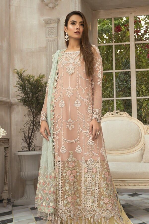 Mariab eid collection unstitched mbroidered - pink (bd-1907)