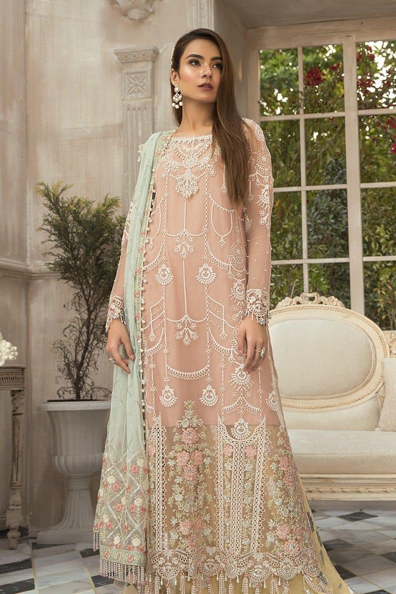 MARIAB EID Collection    - Unstitched MBROIDERED - Pink (BD-1907)