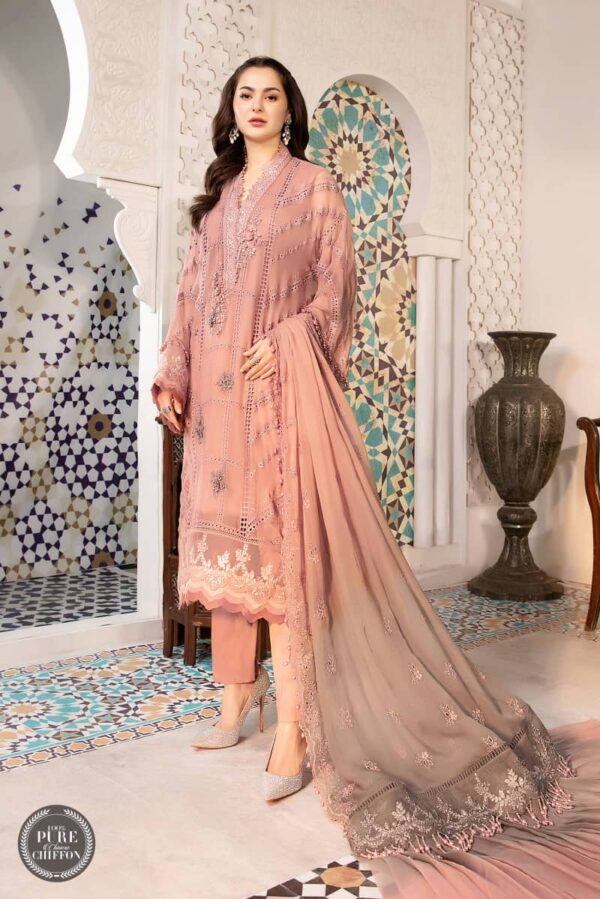 Maria.B. Chiffons Unstitched Eid Collection | MPC-21-104-Ash pink and Grey