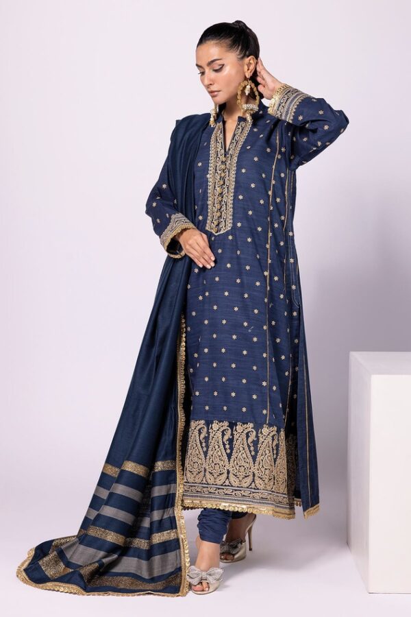Khaadi winter collection'22 vol-2 | ok22406 blue (ss-3402) - pakistani suit