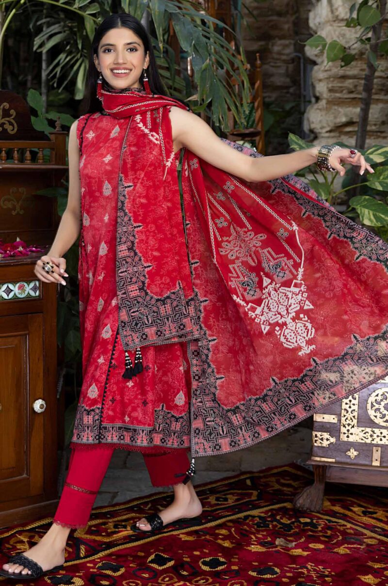 Red color salwar kameez | gul ahmed | rose | cl-32263 (ss-3574)