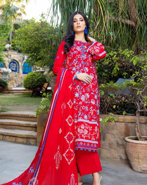 Red color salwar kameez | gul ahmed | rose | cl-32267 (ss-3685)