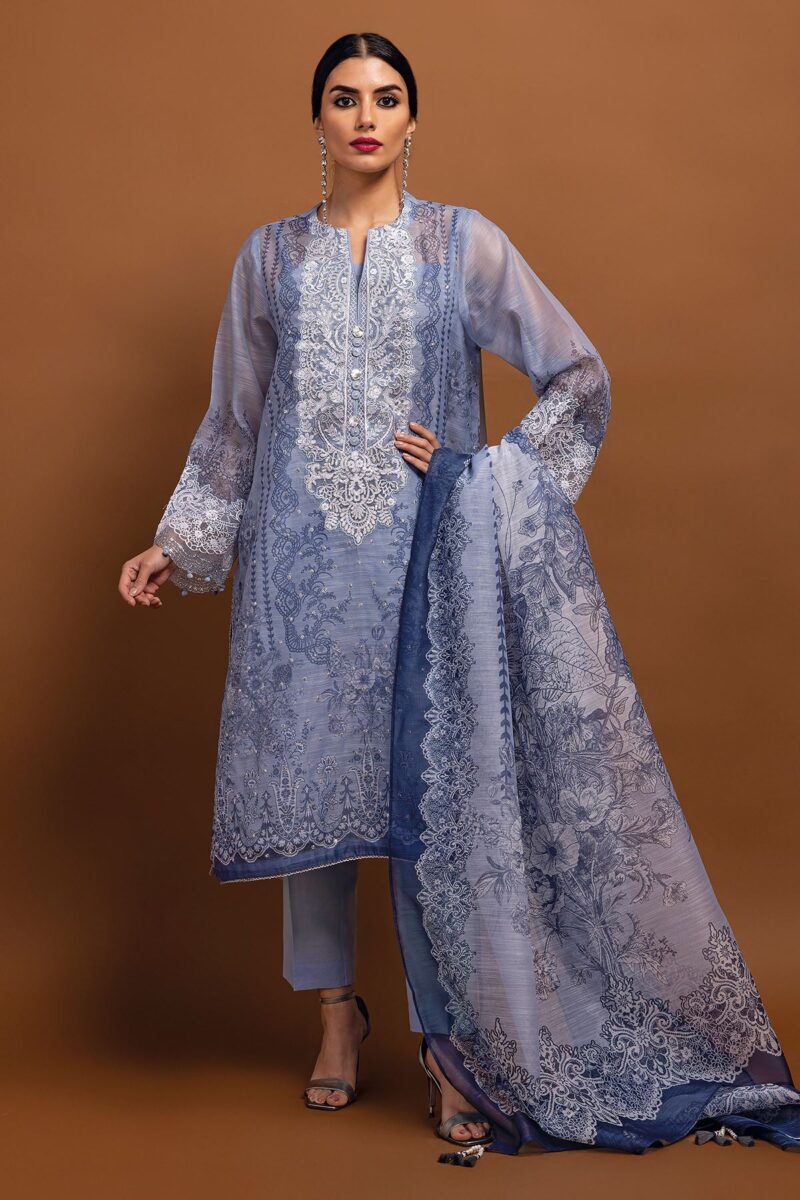 Khaadi eid festive lawn | bpo23103_blue (ss-4804) - pakistani suit