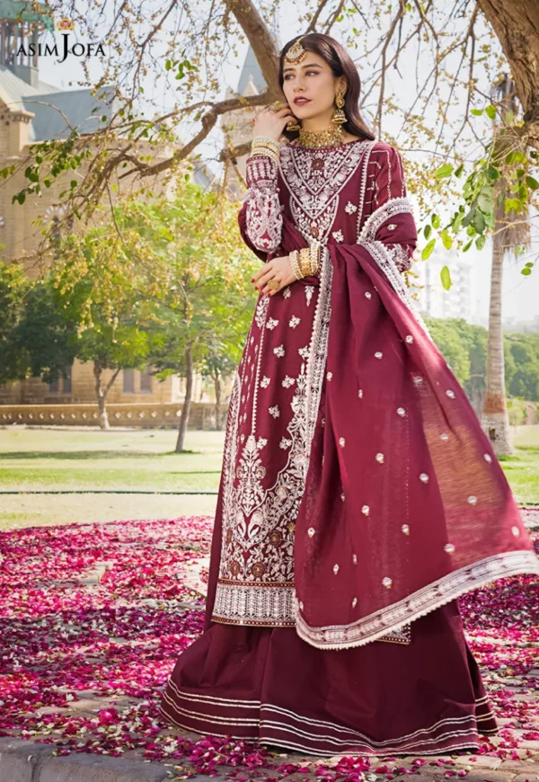 Lucknowi chikankaari by asim jofa | festive | | ajmq-12 (ss-4946) - pakistani suit