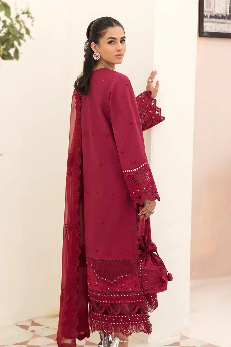 Afrozeh chikankari lawn | claret (ss-4580) - pakistani suit