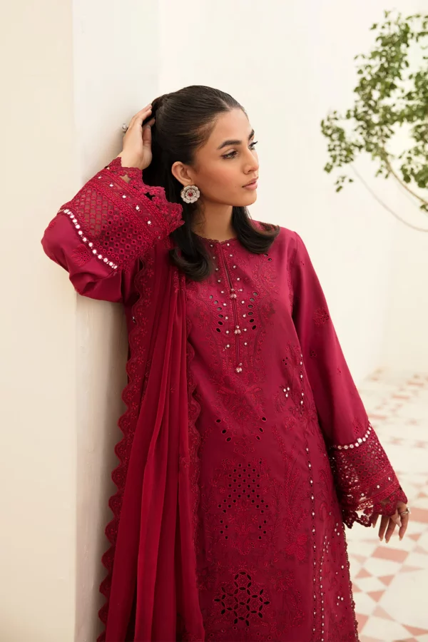 Afrozeh chikankari lawn | claret (ss-4580) - pakistani suit