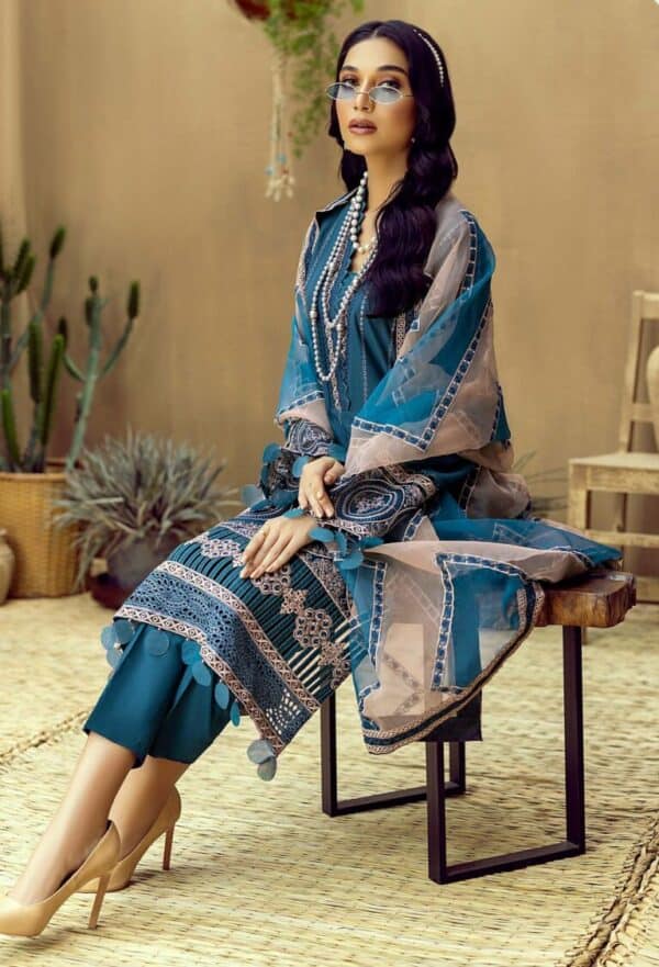 Summer salwar kameez | lawn | adan’s libas | zaire | curious blue (ss-4945) - pakistani suit