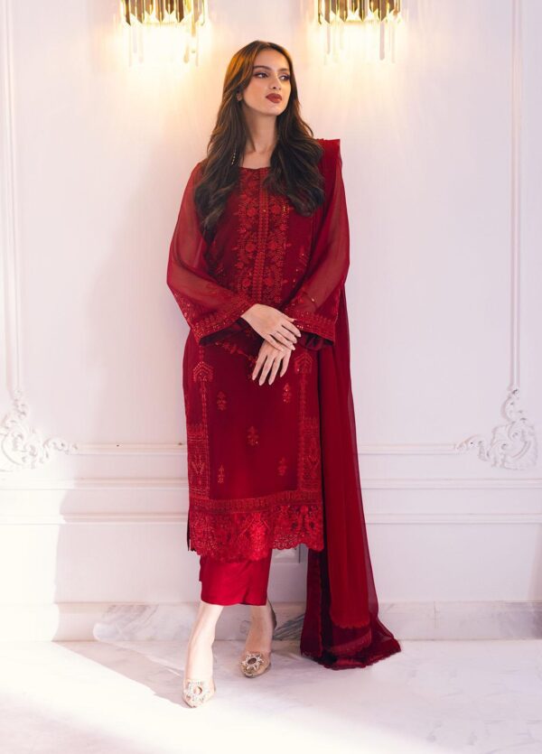 Ella By Sahane Embroidered Chiffon Collection 2023 | 1001 Scarlet