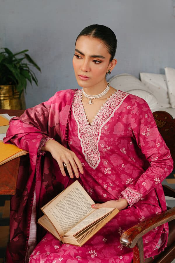 Cross stitch winter collection | linen & khaddar | fiery blush
