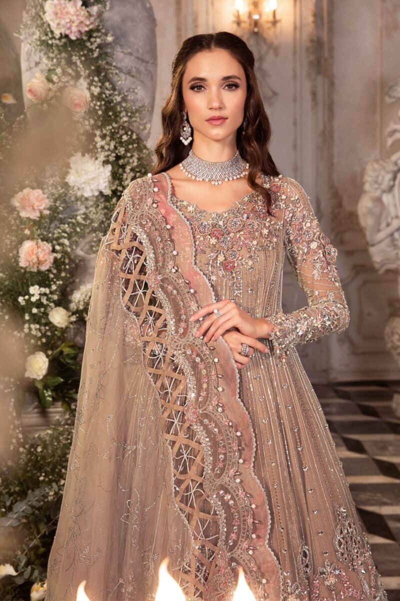 Maria b mbroidered wedding unstitched edition | grey bd-2703