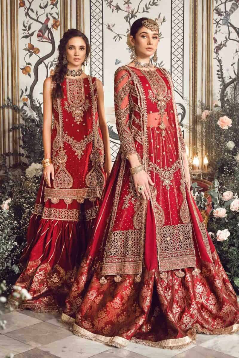 Maria b mbroidered wedding unstitched edition | maroon bd-2708 - restocked on demand!