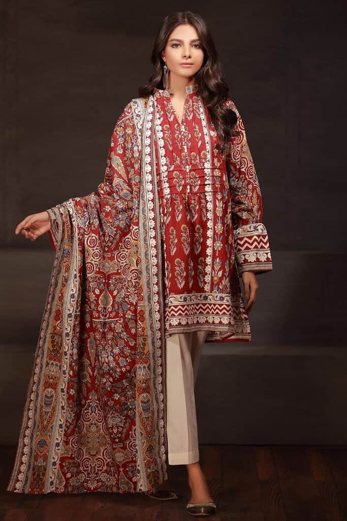 Khaadi winter collection 2017 – kl17704 red 2pc (ss-4924) - pakistani suit