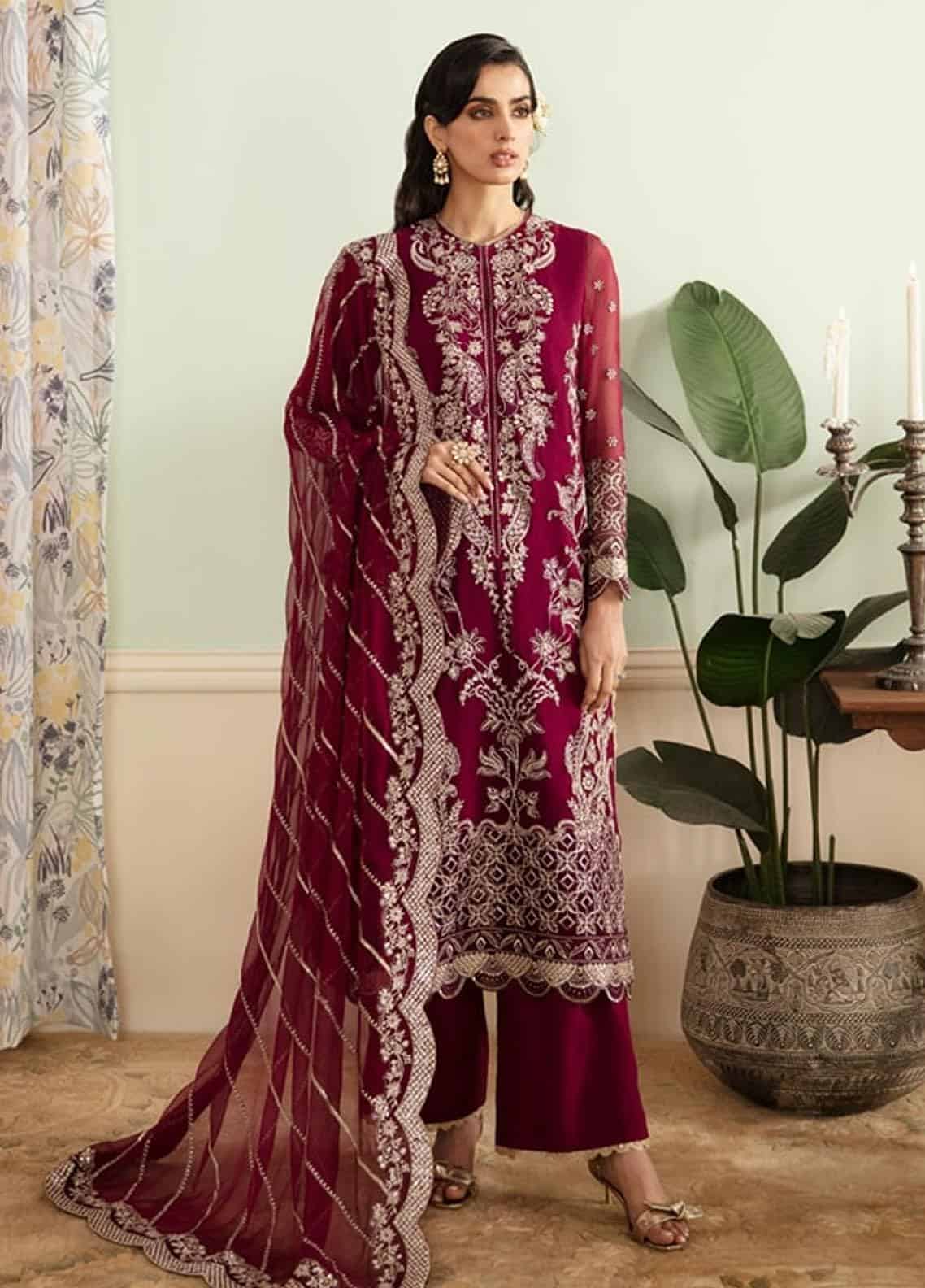 Ayzel by afrozeh embroidered chiffon 2024 | adk-v1-10