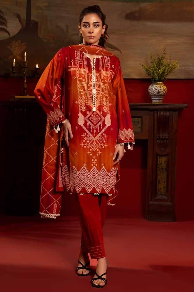 Gul ahmed red lawn 2024 | valentine's special | cl42178