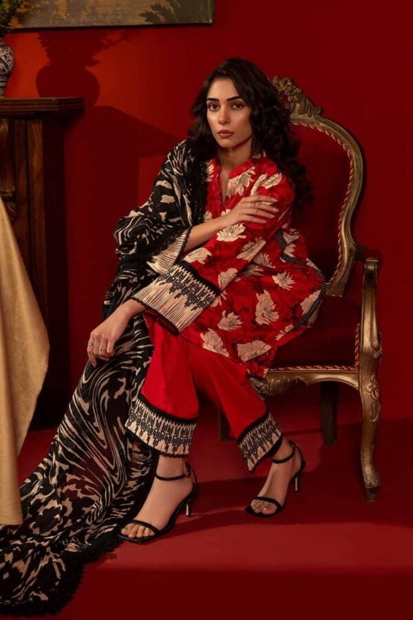 Gul ahmed red lawn 2024 | valentine's special | cl42180