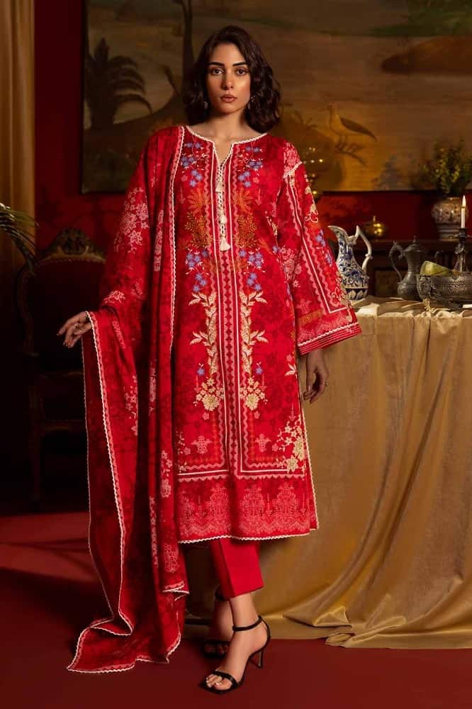 Gul ahmed red lawn 2024 | valentine's special | cl42198