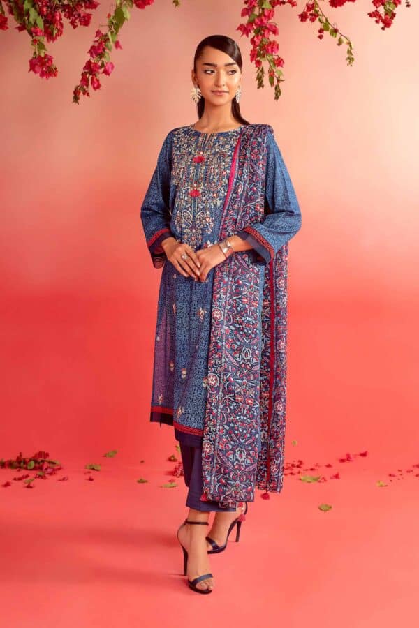 Antique Suzani Patterns In Printed Form Shirt with Dupatta and Trousers