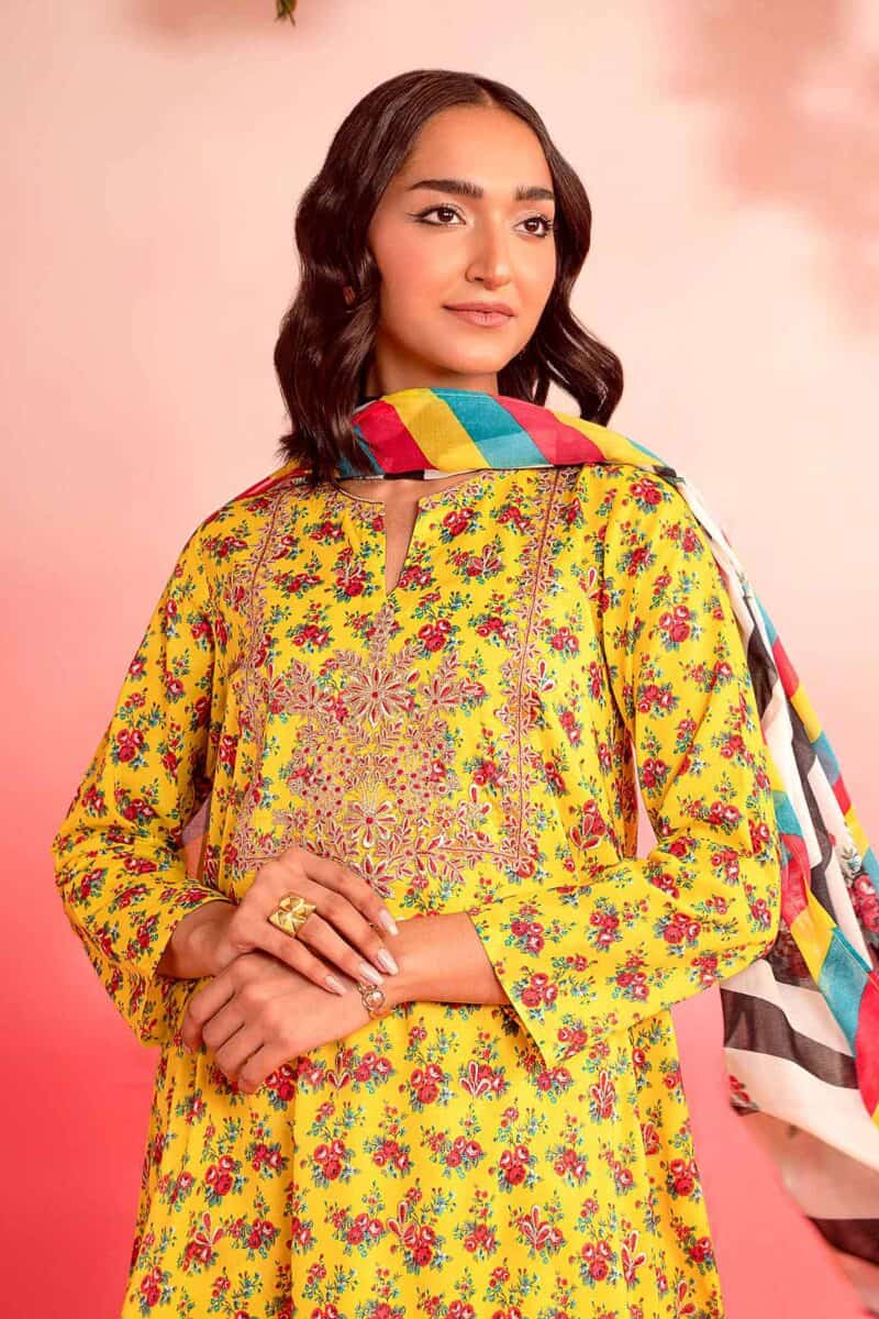 Animal print with floral prints style shirt with dupatta and trousers - nishat summer lawn vol 1 2024 | 42401120