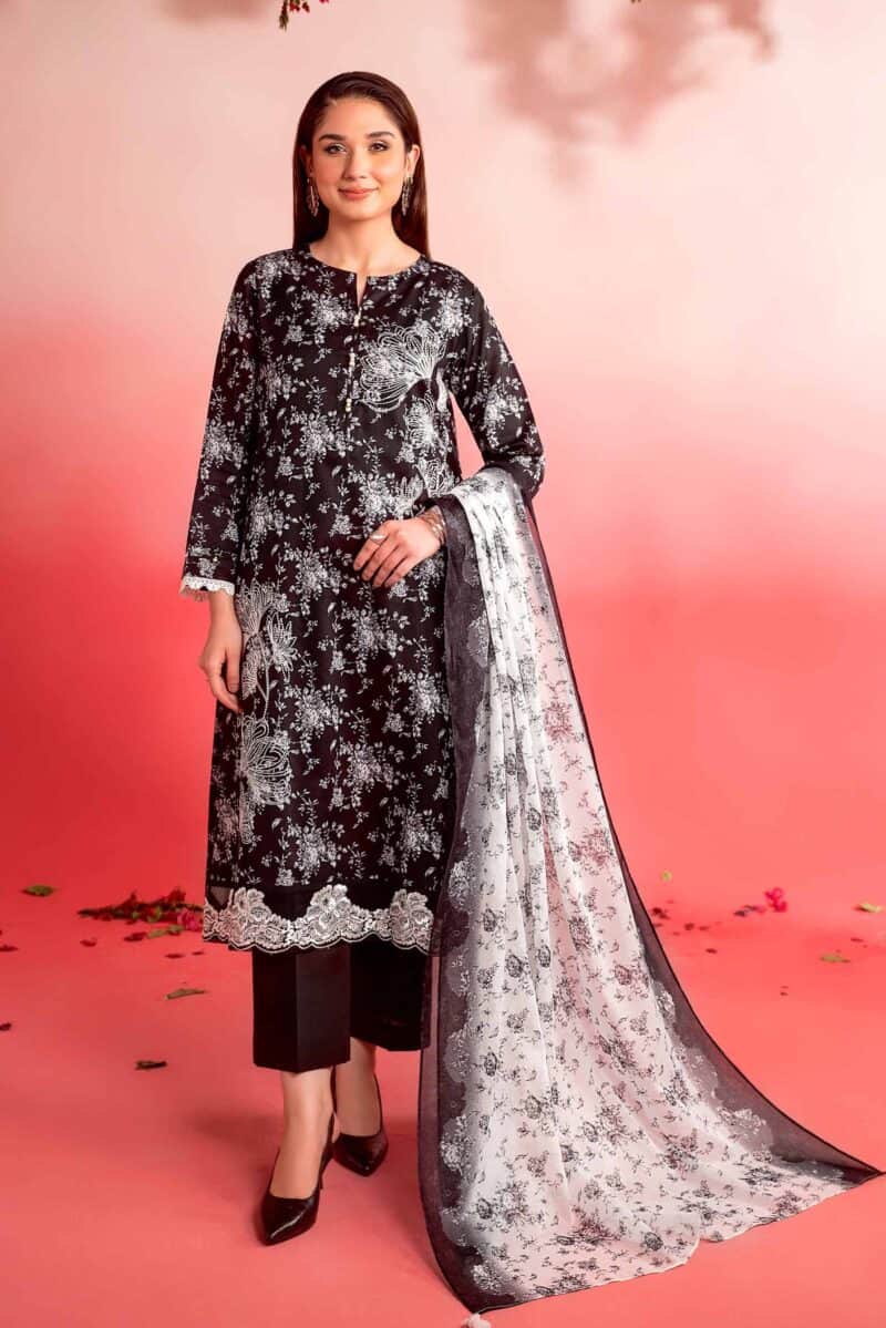 Floral prints style shirt with dupatta and trousers - nishat summer lawn vol 1 2024 | 42401128