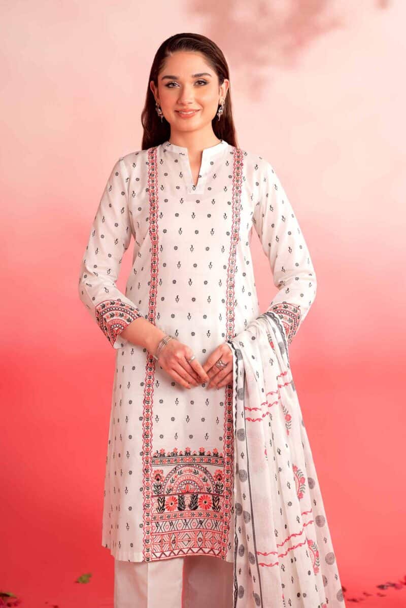Ethnic prints style shirt with dupatta and trousers - nishat summer lawn vol 1 2024 | 42401130