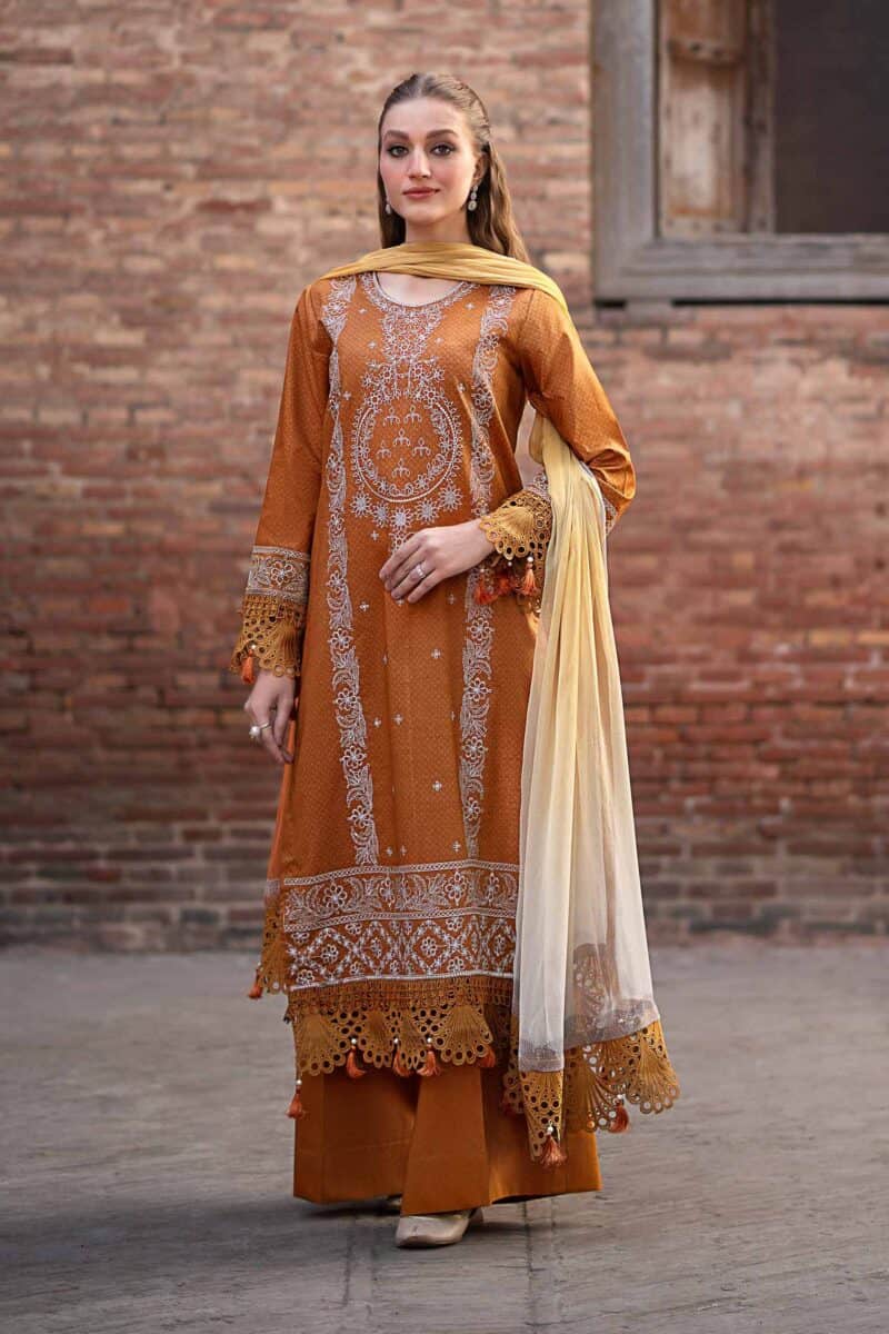 Gradient base with embellished borders prints style shirt with dupatta and trousers - nishat summer lawn vol 1 2024 | 42401162