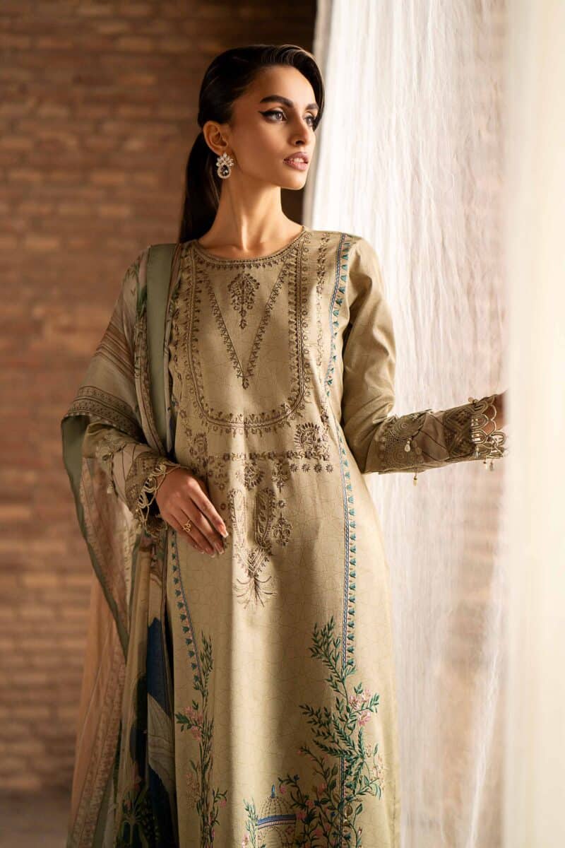Mughal prints style shirt with dupatta and trousers - nishat summer lawn vol 1 2024 | 42401163