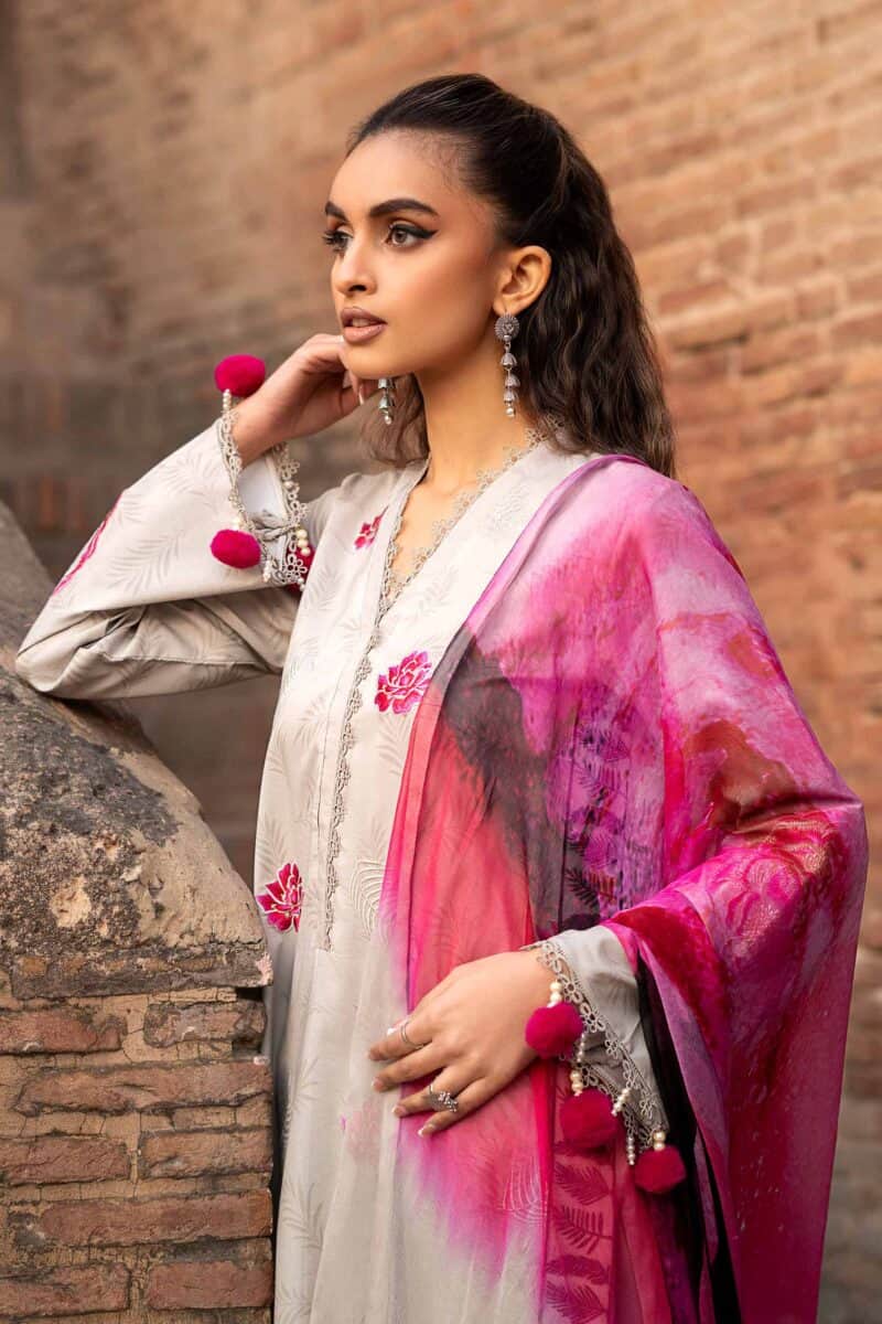 Color washes with leaf silhouettes prints style shirt with dupatta and trousers - nishat summer lawn vol 1 2024 | 42401164
