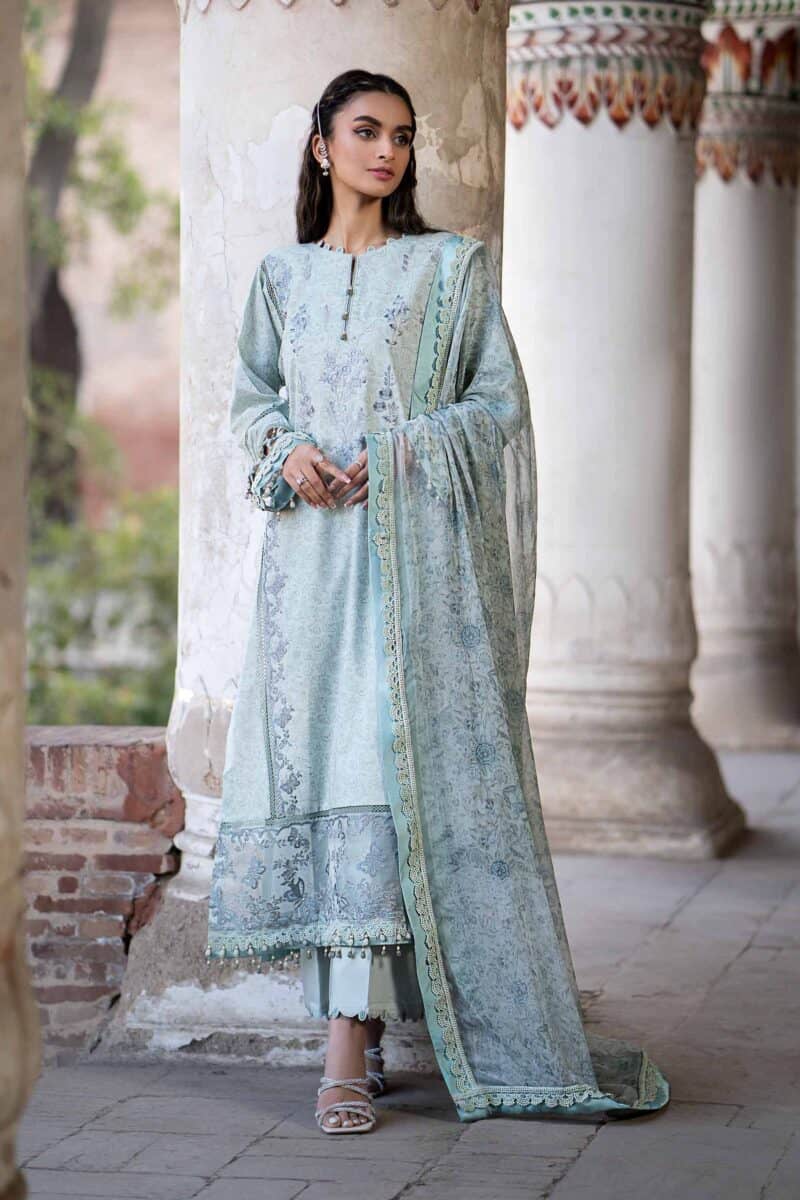 Floral patterns with laces prints style shirt with dupatta and trousers - nishat summer lawn vol 1 2024 | 42401165