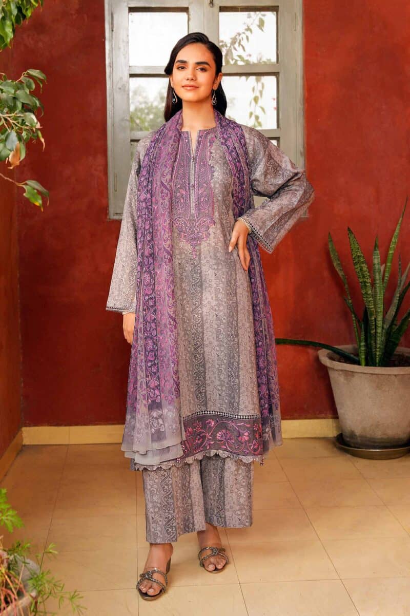 Ethnic prints style shirt with dupatta and trousers - nishat summer lawn vol 1 2024 | 42401199