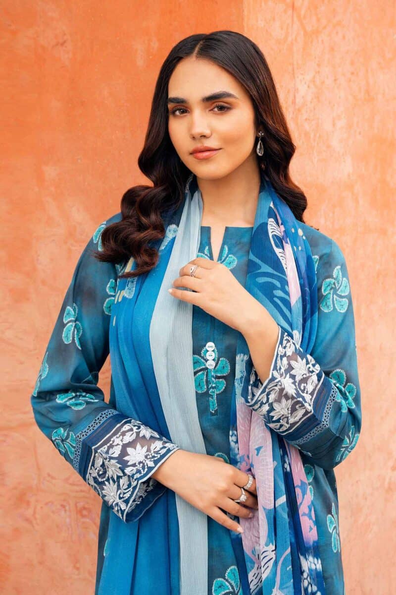 Tie & dye in modern style shirt with dupatta and trousers - nishat summer lawn vol 1 2024 | 42401203