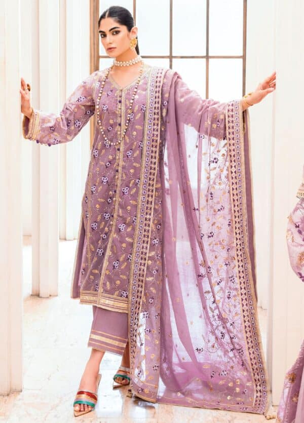 3PC Embroidered Lawn Unstitched Suit With Embroidered Denting Lawn Dupatta  DN-32067 | GulAhmed