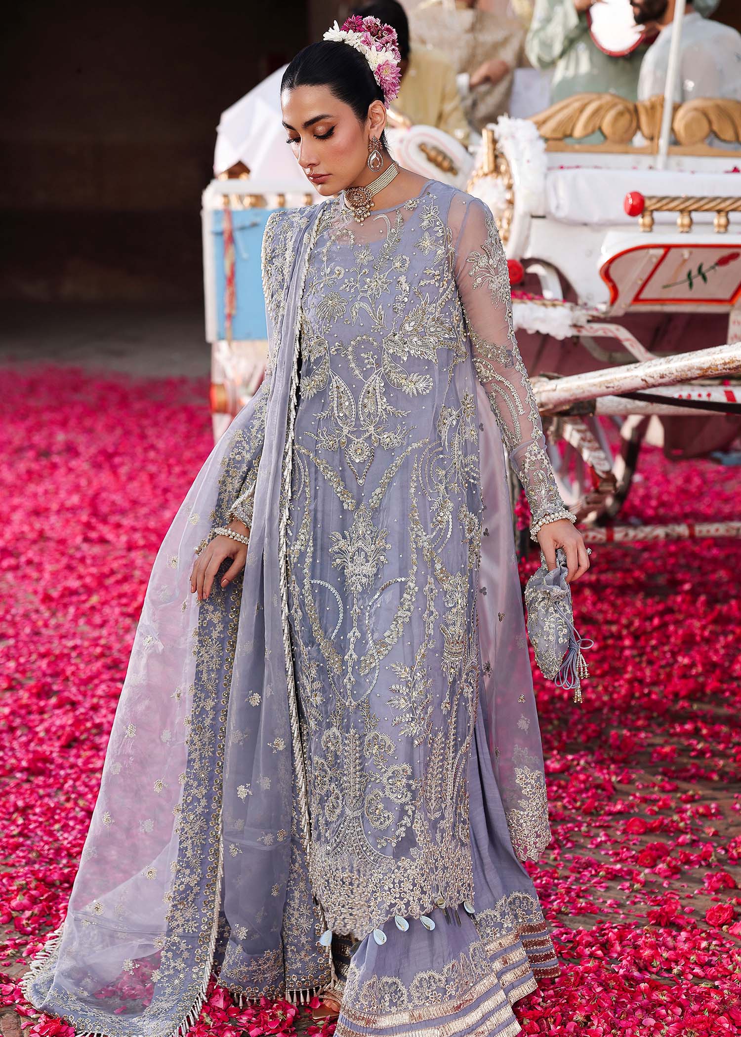 Veere di Wedding by Sardinia Unstitched Brides Embroidered Handwork Organza Suits 3 Piece SRD25VW D-1305 Roohi - Formals Collection