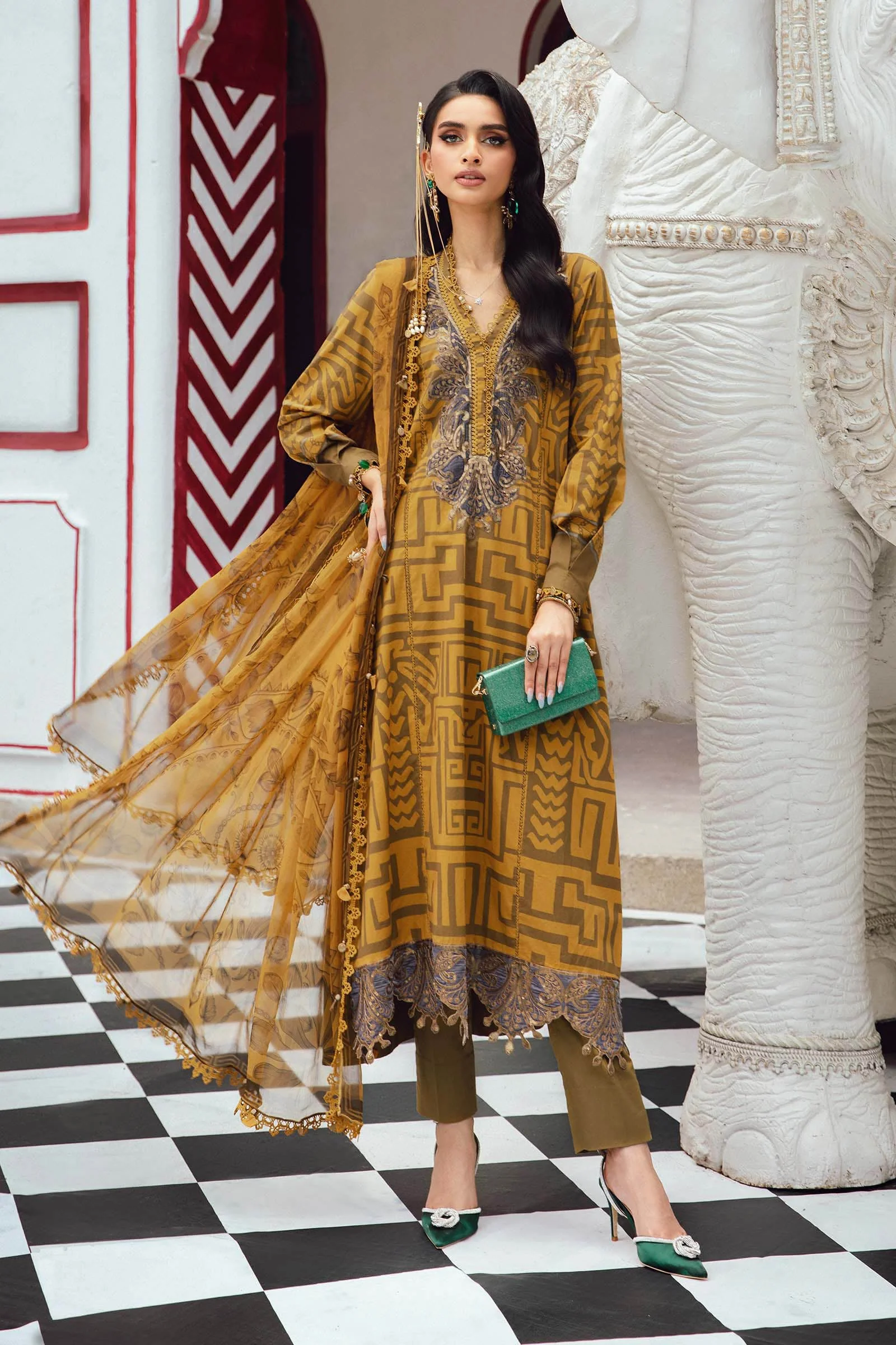 Maria b mprints fall winter collection| mpt-2703-a MARIA B Mprints Fall Winter Collection| MPT-2703-A