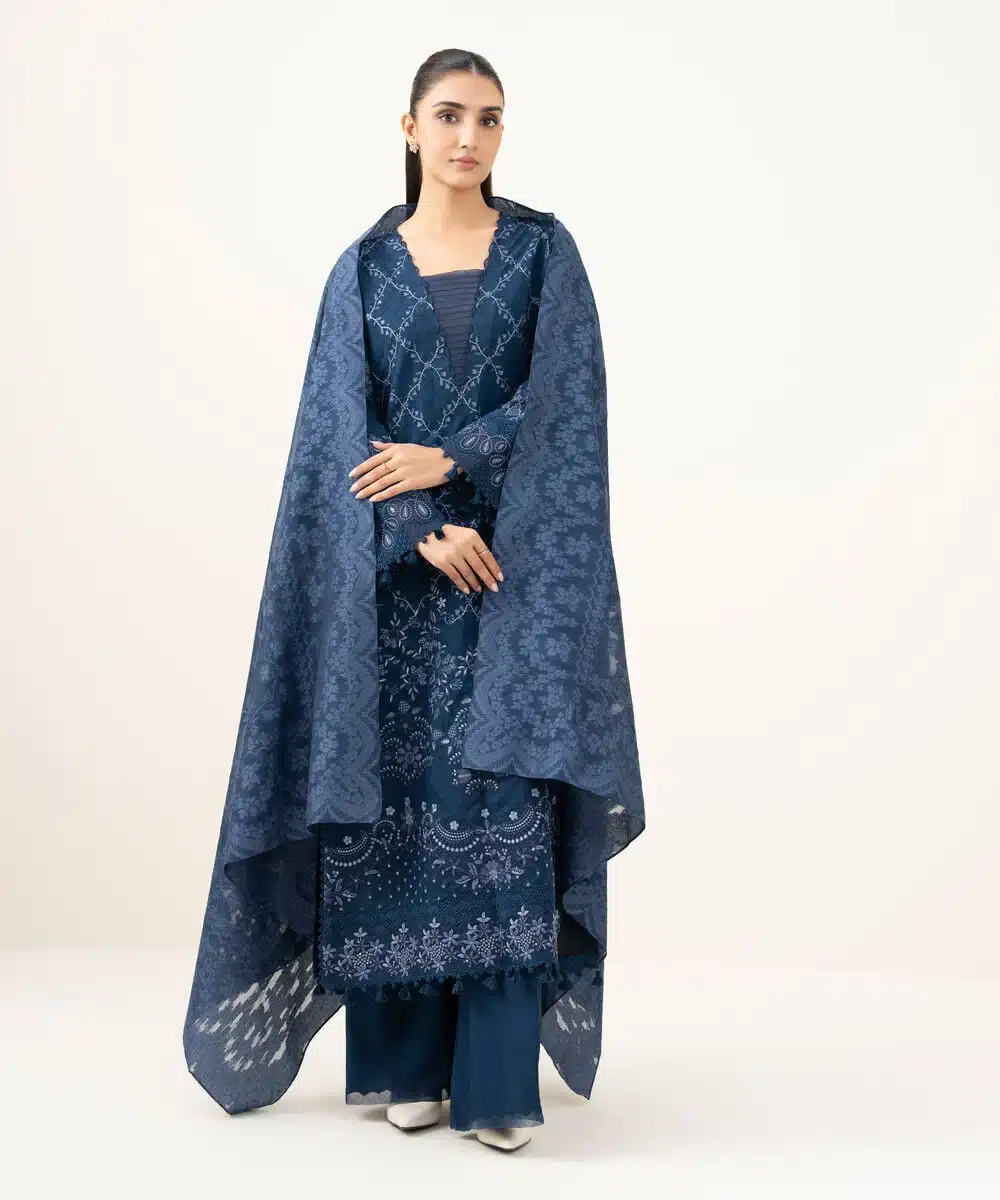 Sapphire winter '|| embroidered linen jacquard suit|| blue– sapphire winter '25|| embroidered chiffon Sapphire Winter '|| Embroidered Linen Jacquard Suit|| Blue– Sapphire Winter '25|| Embroidered Chiffon
