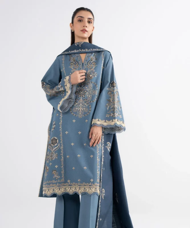 Sapphire Winter ' || Embroidered Dobby Suit || Grey