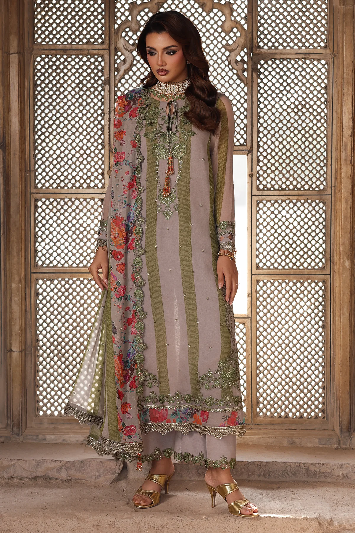 Charizma embroidered printed chiffon|| vsl-46 Charizma Embroidered Printed Chiffon|| VSL-46