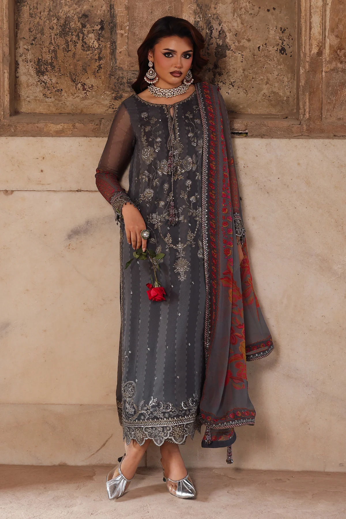 Charizma embroidered printed chiffon|| vsl-41 Charizma Embroidered Printed Chiffon|| VSL-41