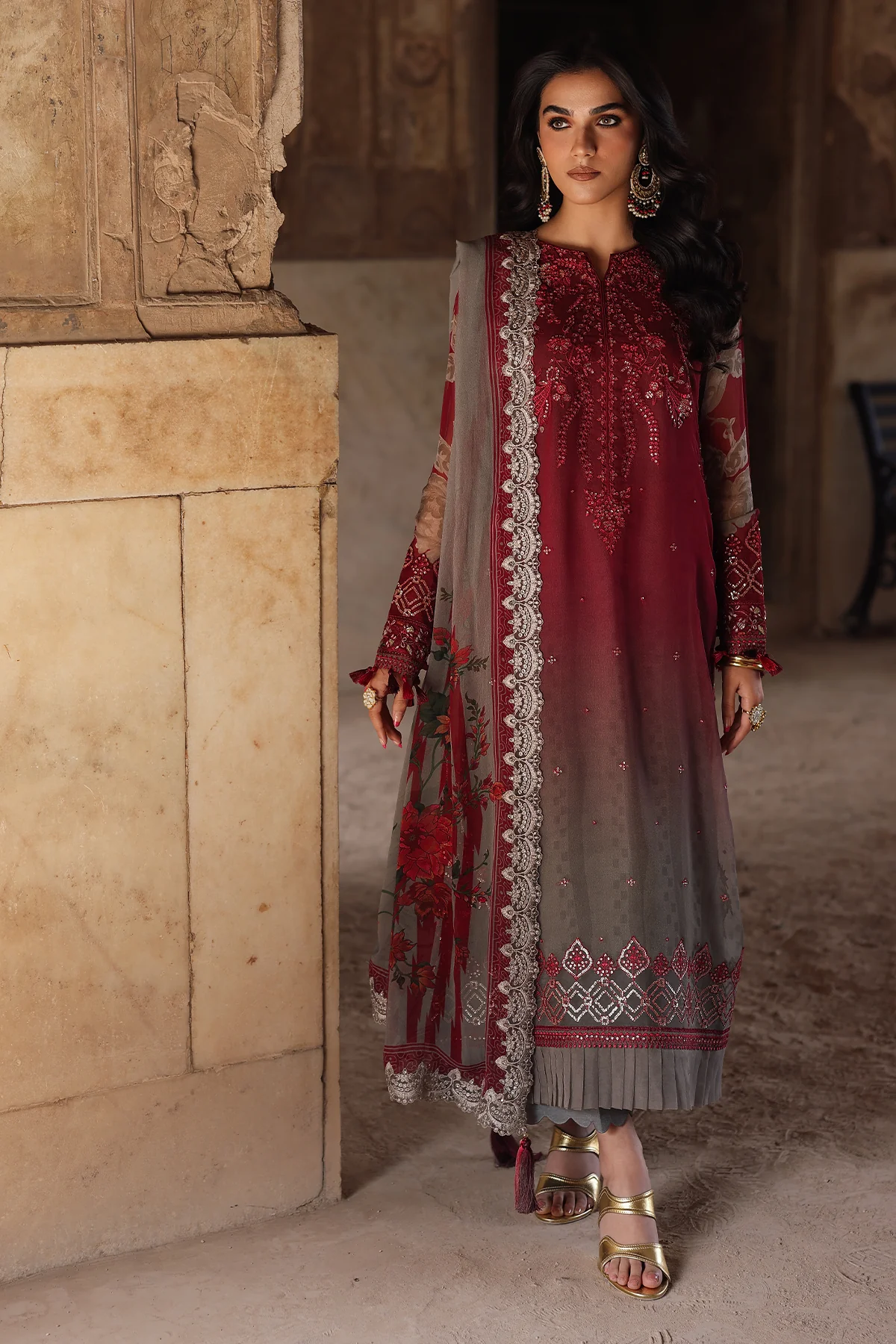 Charizma embroidered printed chiffon|| vsl-45 Charizma Embroidered Printed Chiffon|| VSL-45