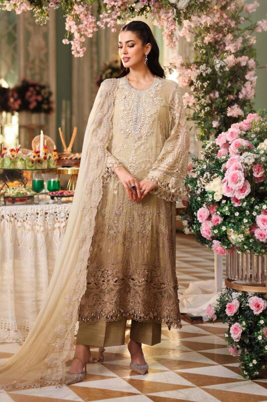 Maria B Chiffon Collection | Chiffons 2026 | MPC-26-103-Olive Gold