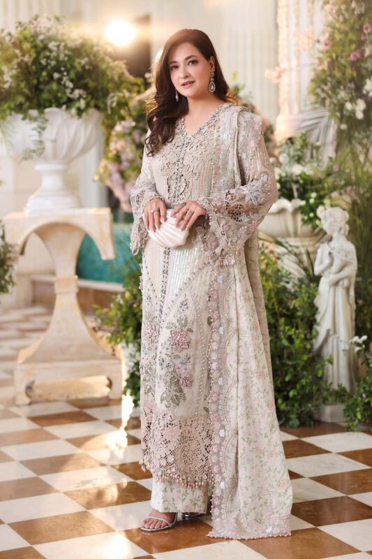 Maria B Chiffon Collection | Chiffons 2026 | MPC-26-107-Ivory Beige