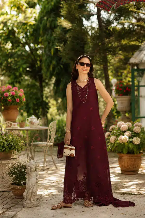 Noor Eid Luxury Printskhas '26 by Saadia Asad|| D10 – Burgundy– alternate view Noor Eid Luxury Printskhas '26 by Saadia Asad|| D10 – Burgundy– alternate view
