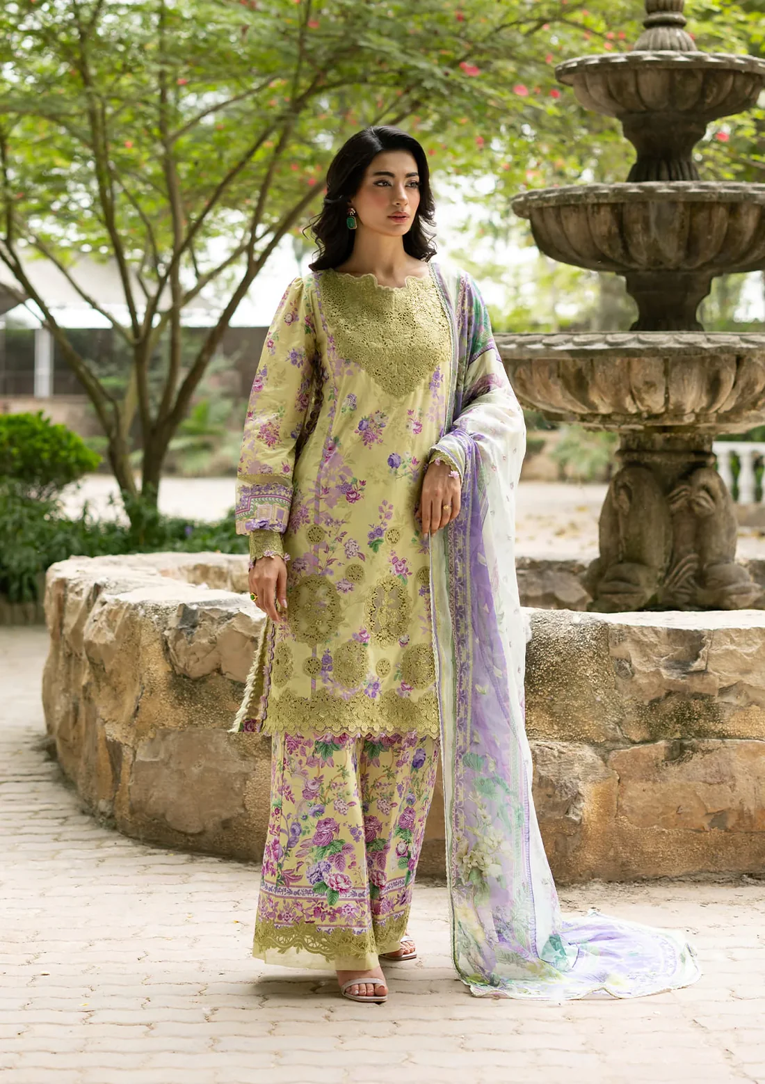 Signature embroidered lawn with chiffon collection vol ii '26 by elaf|| esg-8a olivia Signature Embroidered Lawn with Chiffon Collection Vol II '26 by Elaf|| ESG-8A OLIVIA