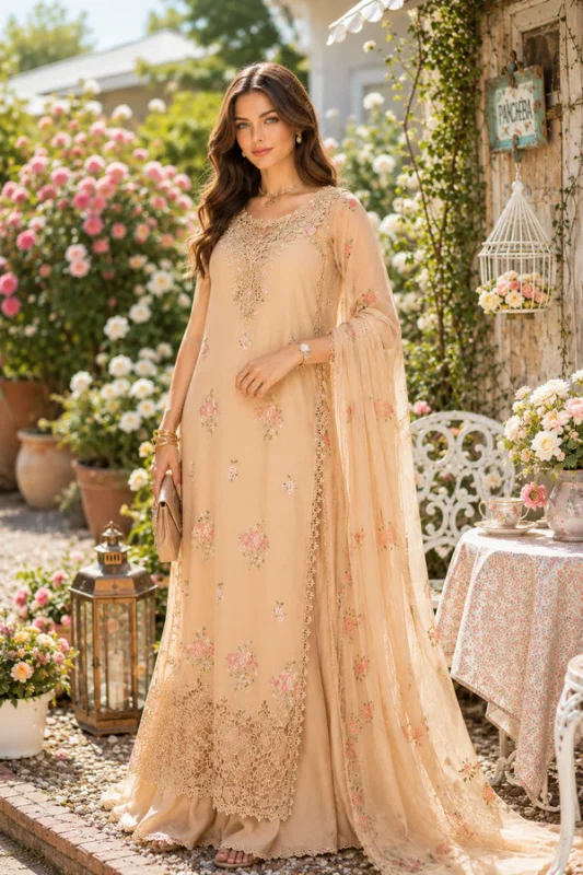 Noor Eid Luxury Printskhas '26 by Saadia Asad || D13 – Blush Peach