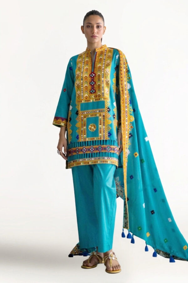 Gul Ahmed 3 Piece Embroidered Lawn Suit with Lawn Dupatta and Borders