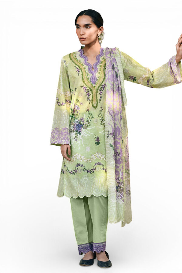 Gul Ahmed 3 Piece Printed Lawn Suit with Embroidered Borders Gul Ahmed 3 Piece Printed Lawn Suit with Embroidered Borders