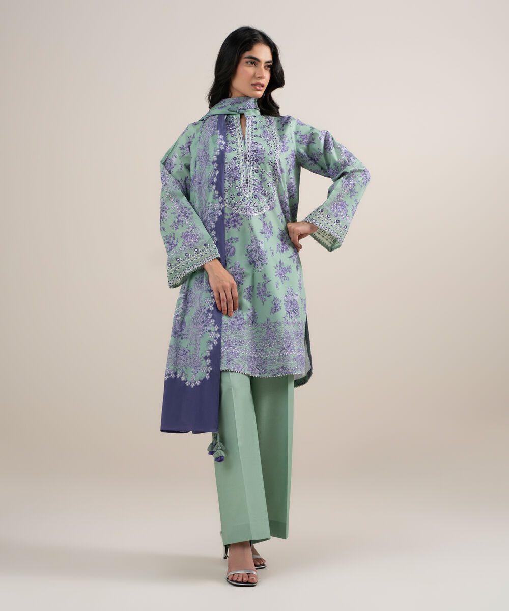 Sapphire women's unstitched lawn embroidered green and purple 3 piece suit – 2dedys26v652 Sapphire Women's Unstitched Lawn Embroidered Green and Purple 3 Piece Suit – 2DEDYS26V652