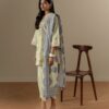 Sapphire Women's Unstitched Zari Lawn Embroidered Lime Yellow 3 Piece Suit – 3PEDYS26V633 - Pakistani Suit - image