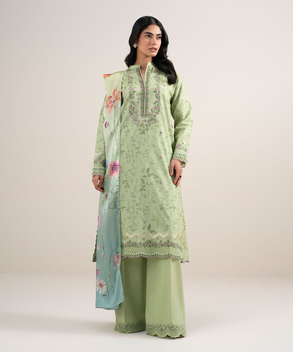 Sapphire women's unstitched lawn embroidered lime green 3 piece suit – 3pesgs26v634 Sapphire Women's Unstitched Lawn Embroidered Lime Green 3 Piece Suit – 3PESGS26V634