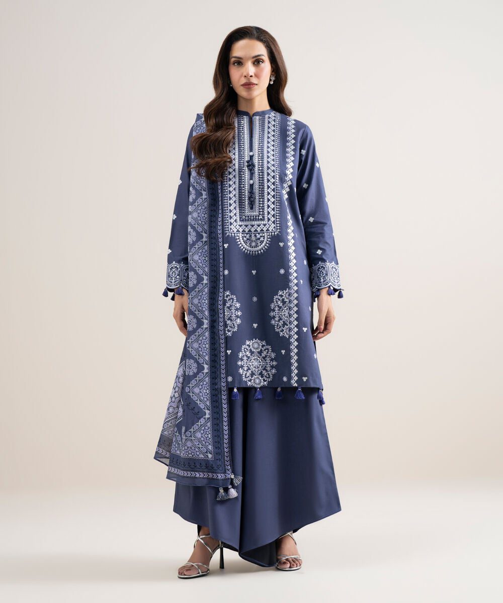 Sapphire women's unstitched lawn embroidered blue 3 piece suit – 3pesgs26v647 Sapphire Women's Unstitched Lawn Embroidered Blue 3 Piece Suit – 3PESGS26V647