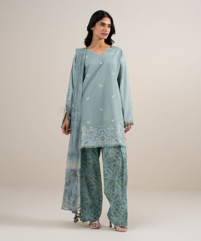Sapphire Women's Unstitched Lawn Embroidered Aqua 3 Piece Suit – 3PESGS26V653